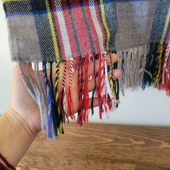 Cozy Oversized Fringe Trim Plaid Blanket Scarf - Picture 2 of 6